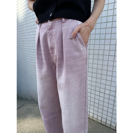 【YENN】HIGH RISE TUCK WIDE　ピンク