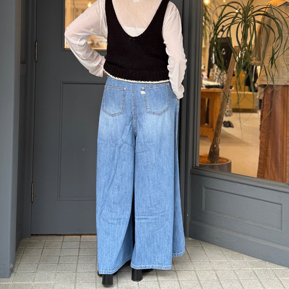 L'ours Polaire et Bleu】ガーゼワイドデニムパンツ | selectsh