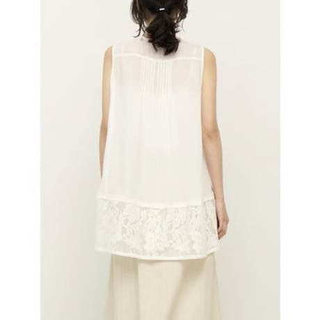【CHIGNON】ｼｱｰﾒｯｼｭ×ﾚｰｽﾁｭﾆｯｸBL