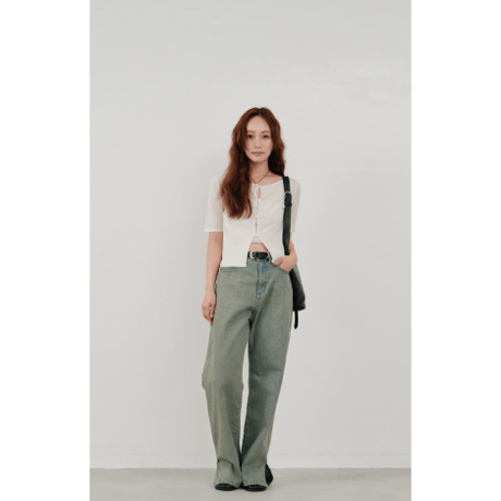 【Hella】cropped sheer knit cardigan　※納期4月中旬〜5月中旬