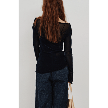 【Hella】flocky tulle top　※納期2月中旬〜3月中旬
