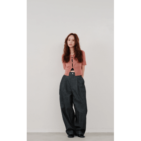 【Hella】cropped sheer knit cardigan　※納期4月中旬〜5月中旬