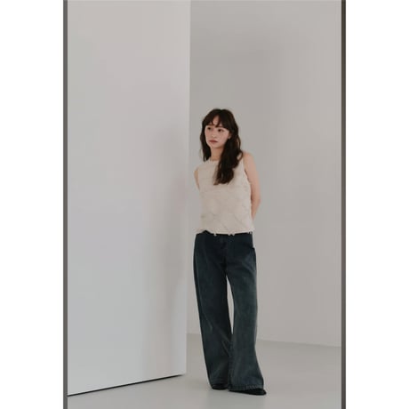 【Halla】cut jacquard check blouse