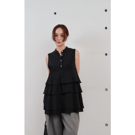 【Hella】cotton crepe layer top　※納期5月中旬〜6月中旬