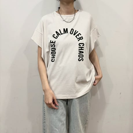 【siro de labonte】message tuck sleeve Tshirt