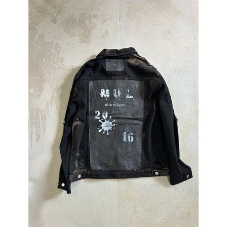 【M.U.L.】脱色BLACK DENIM JACKET (LEATHER PAINT)　MULW-2067