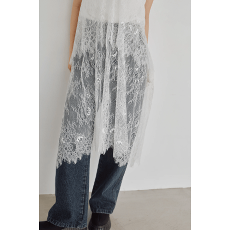 【Hella】2Way Layered Lace Wrap Skirt　※納期8月中旬～9月中旬