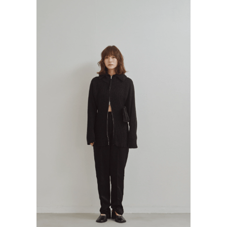 【Hella】Wide Collar Rib Zip Knit　※納期11月上旬～12月上旬