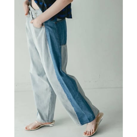 【WHYTO.】asymmetry tuck denim