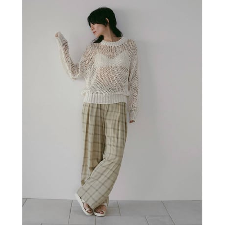 【anuke】Check Daubletuck Pants