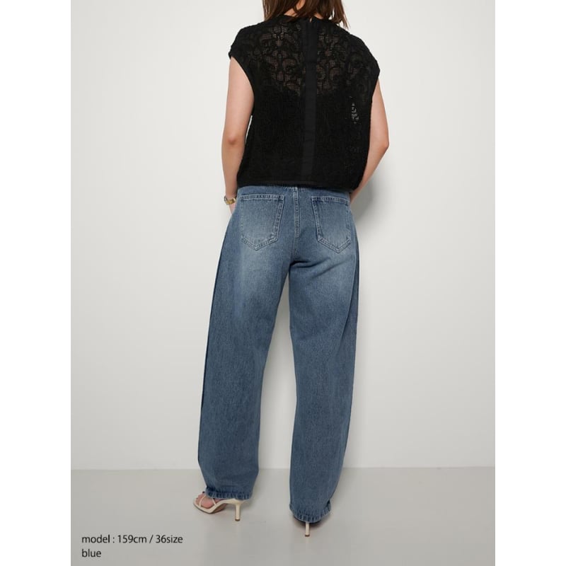 YENN】SIDE PLEATED DENIM PT | selectshop kusukusu YENN】SIDE PLEATED DENIM PT | selectshop kusukusu