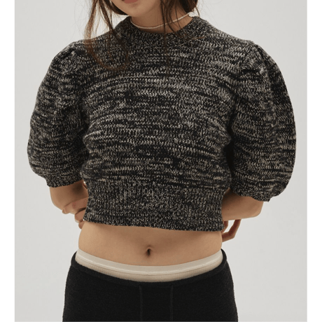 【TODAYFUL】Puffsleeve Mix Knit　※納期4月中旬〜5月中旬