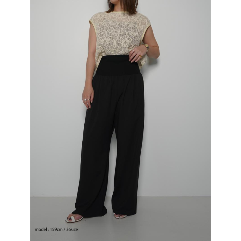 YENN】WAIST RIB WIDE PT | selectshop kusukusu YENN】WAIST RIB WIDE PT | selectshop kusukusu