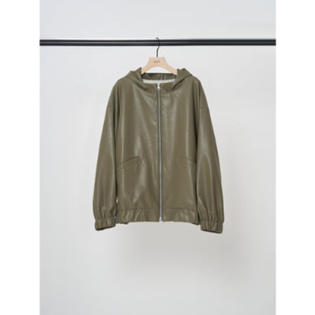【YENN】FAUX LEATHER HOOD JK