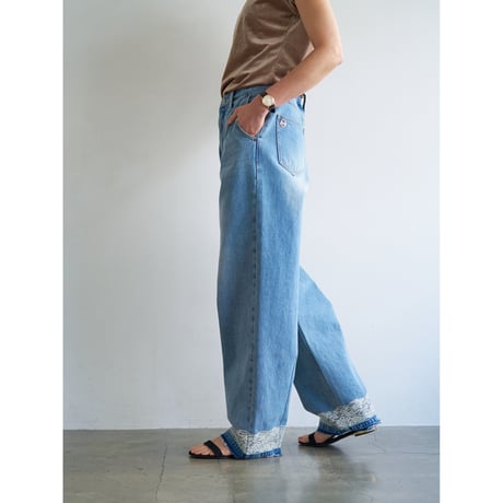 【YENN】LACE HEM TUCK DENIM　※納期：8月中旬〜9月中旬