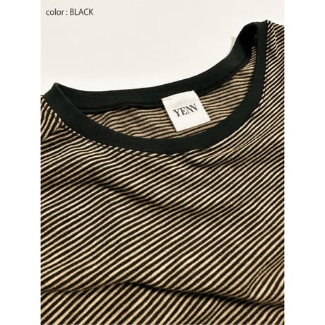 【YENN】STRIPED TWIST HEM TEE