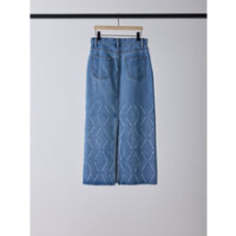 【YENN】 LASER CUT DENIM SK　納期：2026年2月上旬～3月上旬