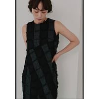 【Hella】cut jacquard patchwork dress