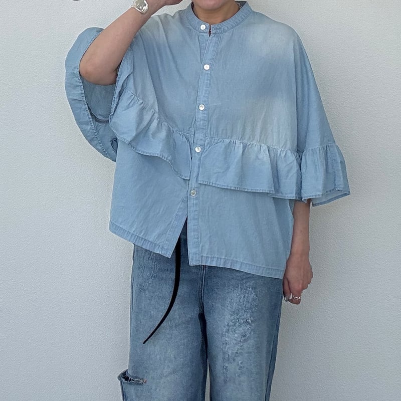 kusukusu限定】CYAN TOKYO シア―デニムフリルシャツ | selectsho