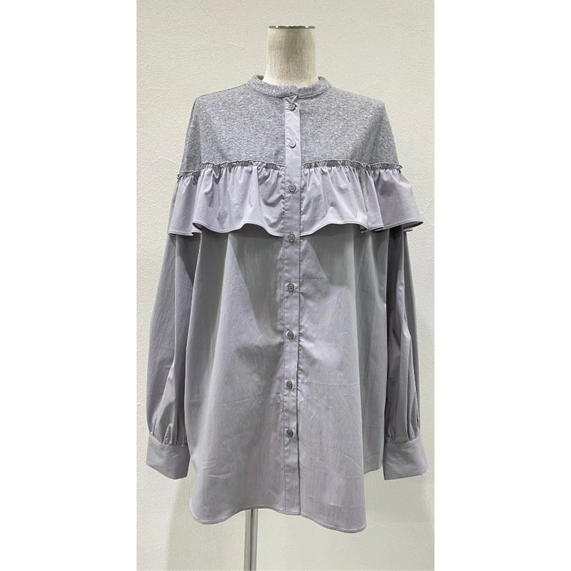 CYAN TOKYO】パイルコンビフリルシャツ | selectshop kusukusu CYAN TOKYO】パイルコンビフリルシャツ | selectshop kusukusu