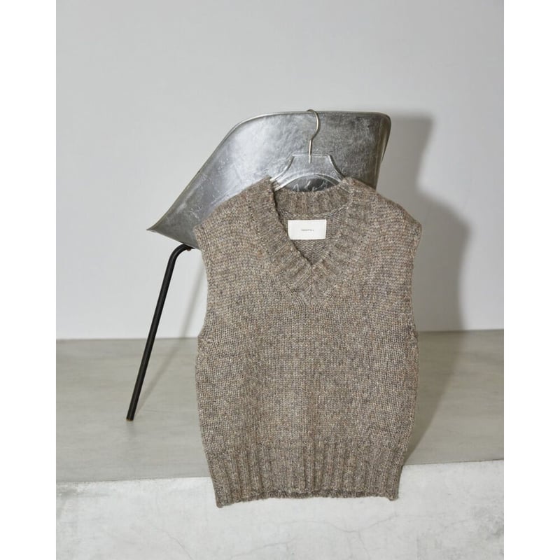 Mottle Yarn Knit Vest (22FW) beige
