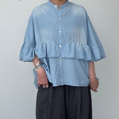【kusukusu限定】CYAN TOKYO シア―デニムフリルシャツ