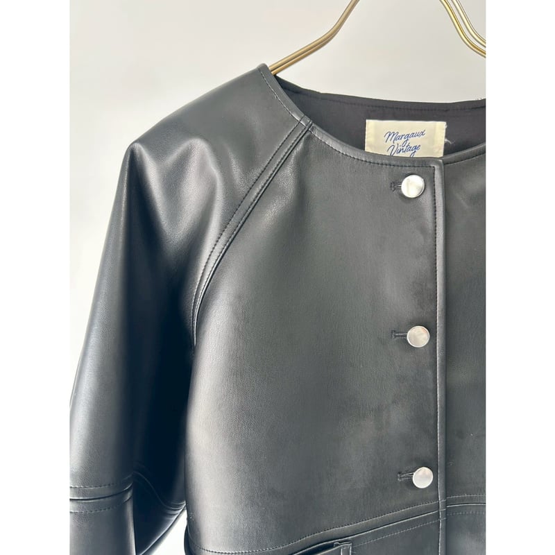 MARGAUX VINTAGE】フェイクレザーノーカラージャケット | selectshop