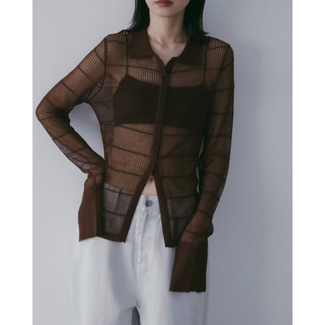 【anuke】Sheerborder Knit Shirts　※納期4月中旬～5月中旬