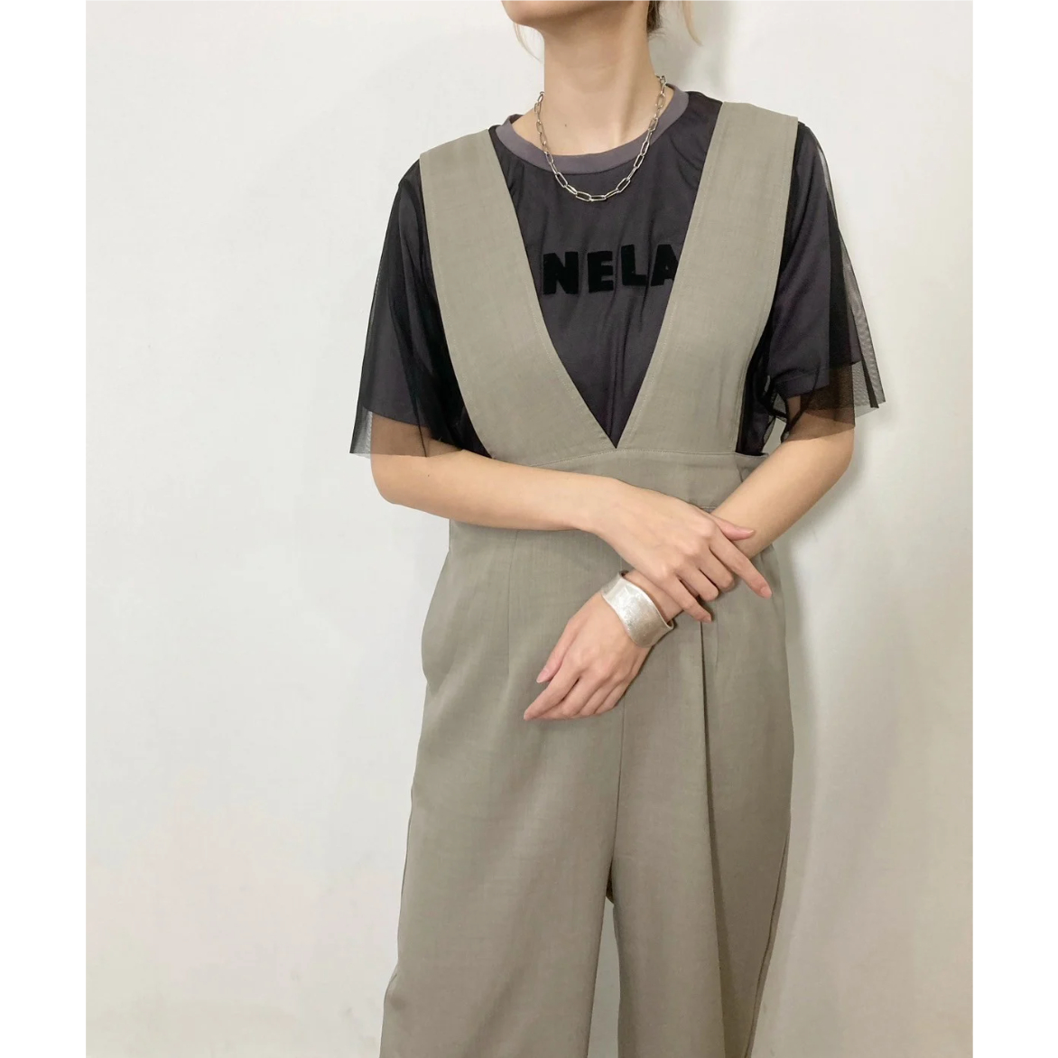 siro de labonte】linen like twill salopette | s