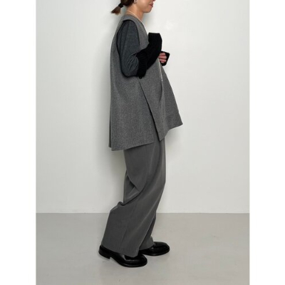 chignon グレー ベスト サイズF CHIGNON】圧縮ﾆｯﾄﾌﾗｯﾄﾍﾞｽﾄ | selectshop kusukusu