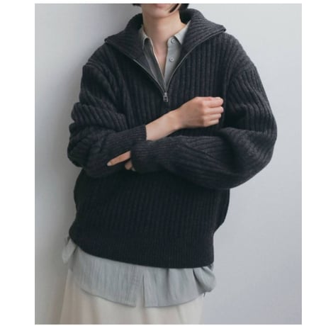 【anuke】Halfzip Rib Knit