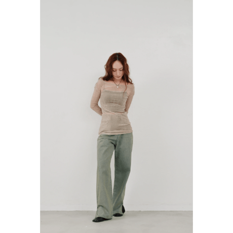 【Hella】flocky tulle top　※納期2月中旬〜3月中旬