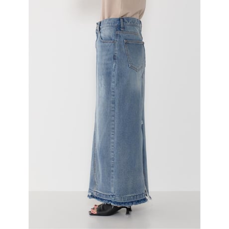 【YENN】BACK SLIT MAXI SK DENIM