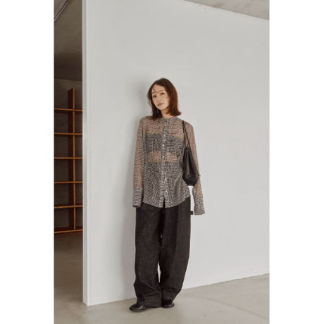 【Hella】Sheer Check Slim Shirt　※納期8月中旬～9月中旬