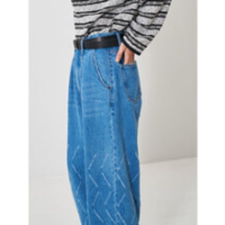 【YENN】 LASER CUT WIDE DENIM