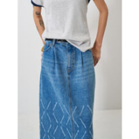 【YENN】 LASER CUT DENIM SK　納期：2026年2月上旬～3月上旬