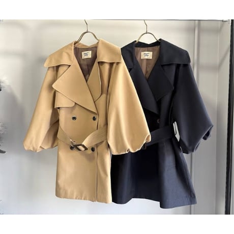【MARGAUX VINTAGE】バルーンスリーブミドル丈トレンチ