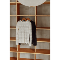【Hella】Flocked Lace Sheer Top　※納期9月上旬～10月上旬