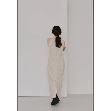 【Hella】cut jacquard patchwork dress