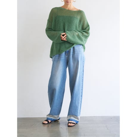 【YENN】LACE HEM TUCK DENIM　※納期：8月中旬〜9月中旬