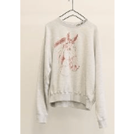【LE MELANGE】ホースプリント クルーネックスウェット　 ※納期9月上旬～10月上旬