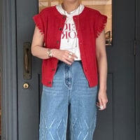 【Boutique Ordinary】2-Way Fringe Knit Vest ※限定カラーレッド