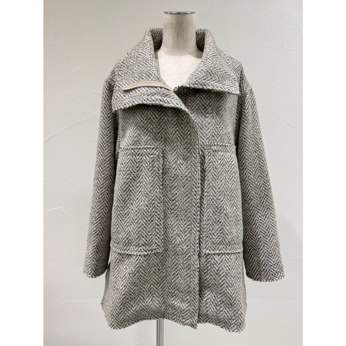 CYAN TOKYO】ヘリンボーンツイードハーフコート | selectshop kusukusu