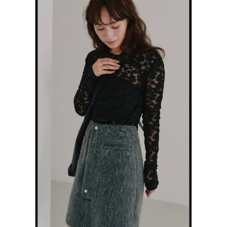 【Halla】tulle embroidery tops※納期9下～10下