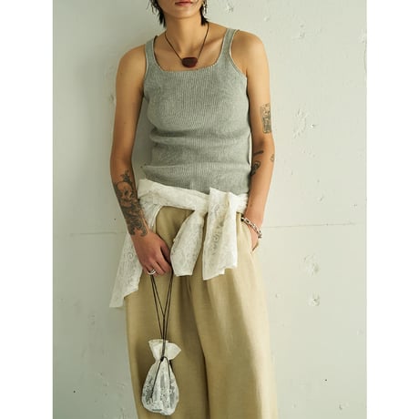 【YENN】LINEN RIB TANKTOP