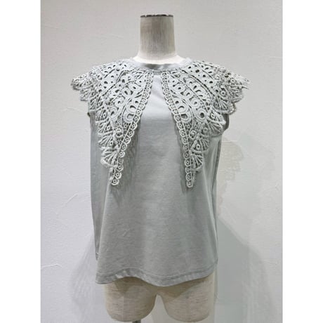 【CYAN tokyo】レースカラーノースリTOPS