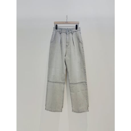 【YENN】HIGH RISE TUCK WIDE　ライトグレー