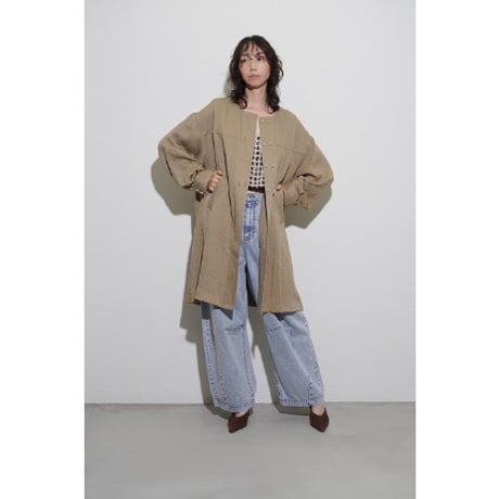【CYAN TOKYO】パールボタンミリタリーリネンコート