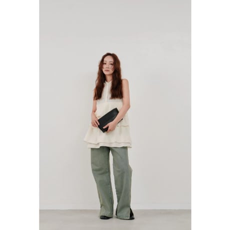 【Hella】cotton crepe layer top　※納期5月中旬〜6月中旬