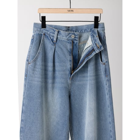 【YENN】LACE HEM TUCK DENIM　※納期：8月中旬〜9月中旬